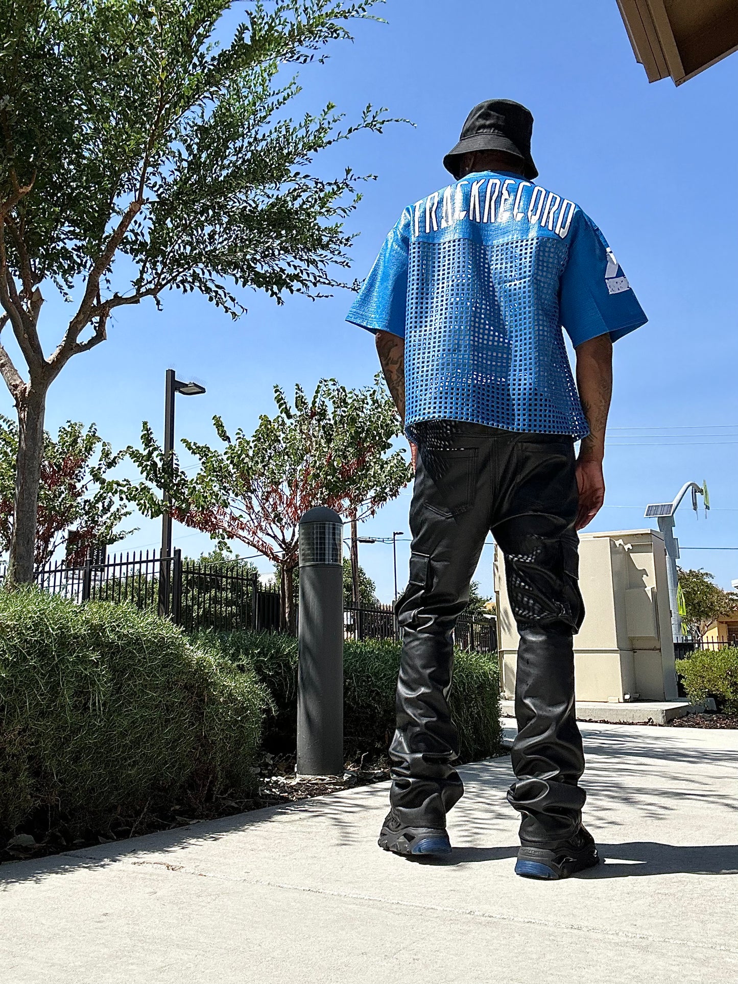 Oversized Leather Tee(blue)